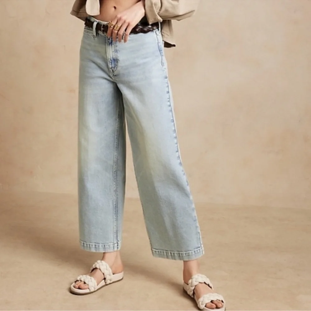 Banana Republic High Rise Wide-Leg Crop Jean Light Wash - Picture 1 of 6